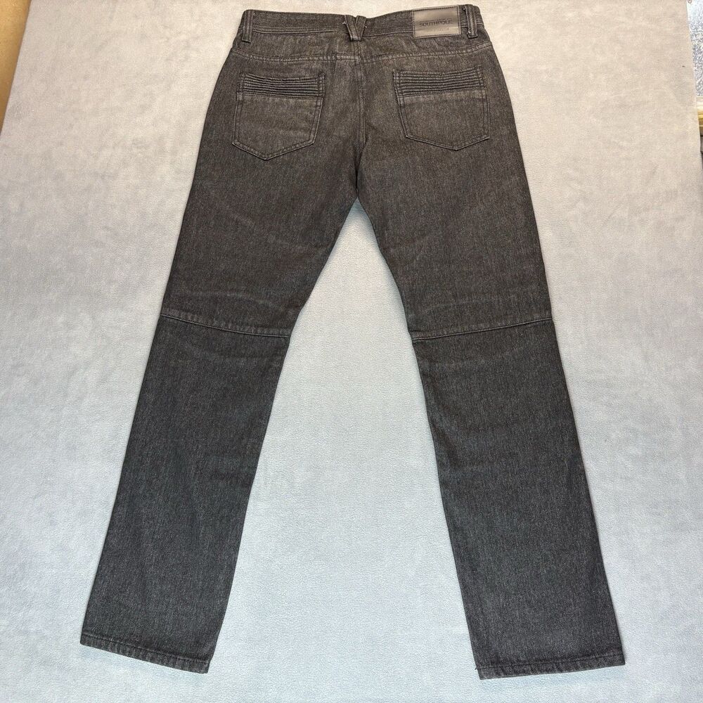 Southpole Mens Moto Jeans Size 34 Cotton Blend 5-Pocket Straight Leg Black - Picture 3 of 11